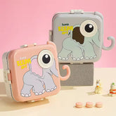 Elephant School Children Bento Lunch Box Cute Cartoon Printing| Super Elephant Lunch Box 2 Layer Stainless Steel Lunch Box|BPA Free Ideal for Kids